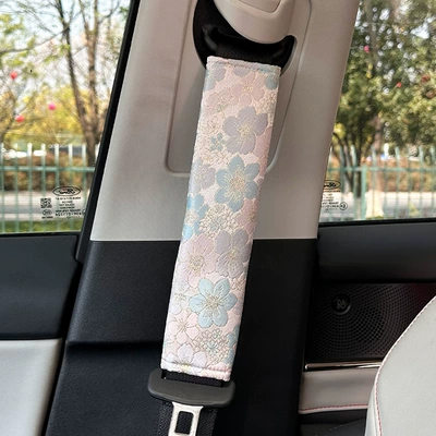 Car Seatbelt Cover Anti-Wear Car – Seat belt shoulder pad - imitation-song-brocade-shoulder-pads-blue