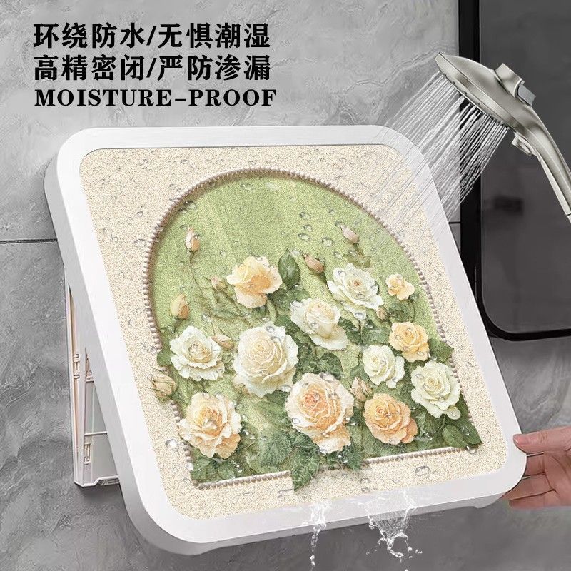 花柄のバスルーム壁画収納ボックス、パンチングなしのバスルーム衣類収納アーティファクト、トイレ折りたたみ収納ラック|undefined