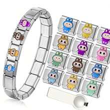 现货 TEMU跨境爆款卡通拉布布模块手链不锈钢意大利Diy饰品配饰