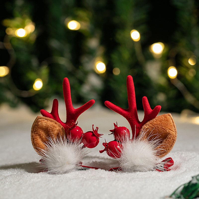 Adorable cabello de Navidad corno de ciervo cinco estrellas cabeza de banda de cabello de Navidad para niños corpos de cabello de decoración accesorios clipes de cabello