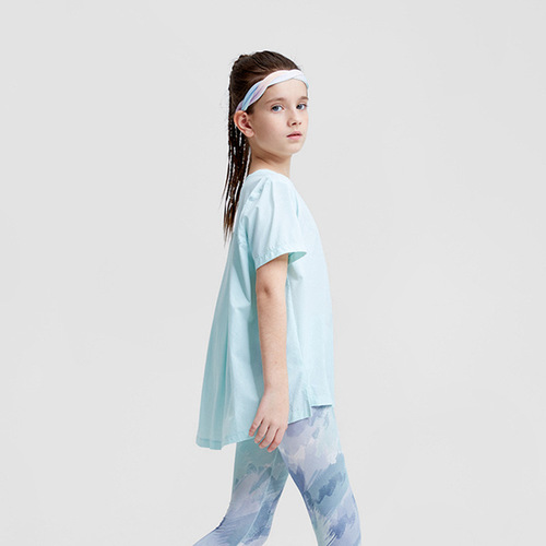 Cross-border European and American girls' children quick-drying sport T-shirt, summer new lightweight breathable yoga top short-sleeve air clothing