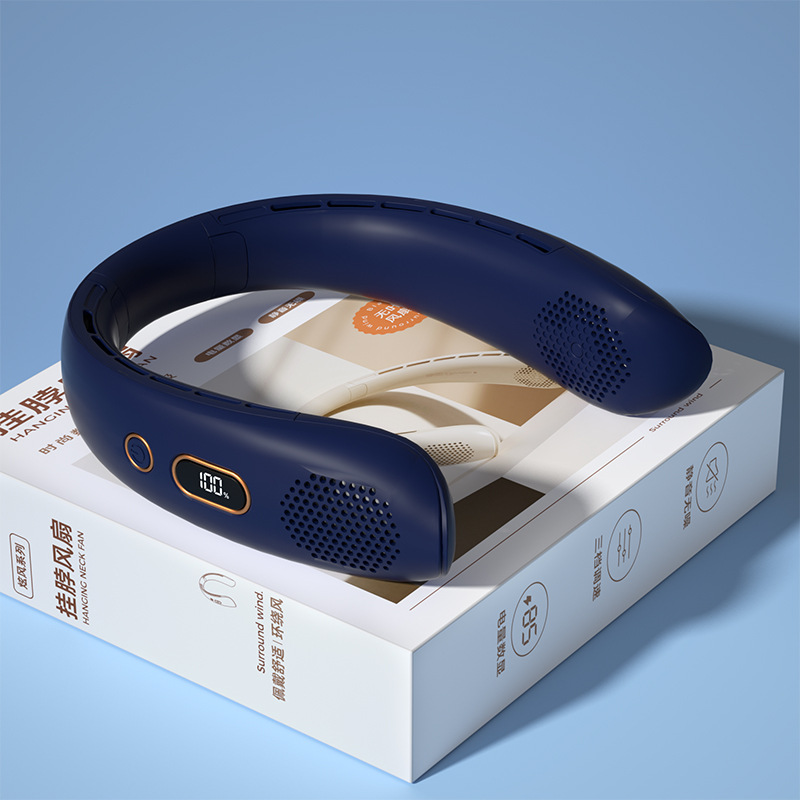 Ventilador de Cuello Portátil 2023, Plegable, Recargable por USB, con Pantalla Digital, Mini Ventilador de Mano para Exteriores