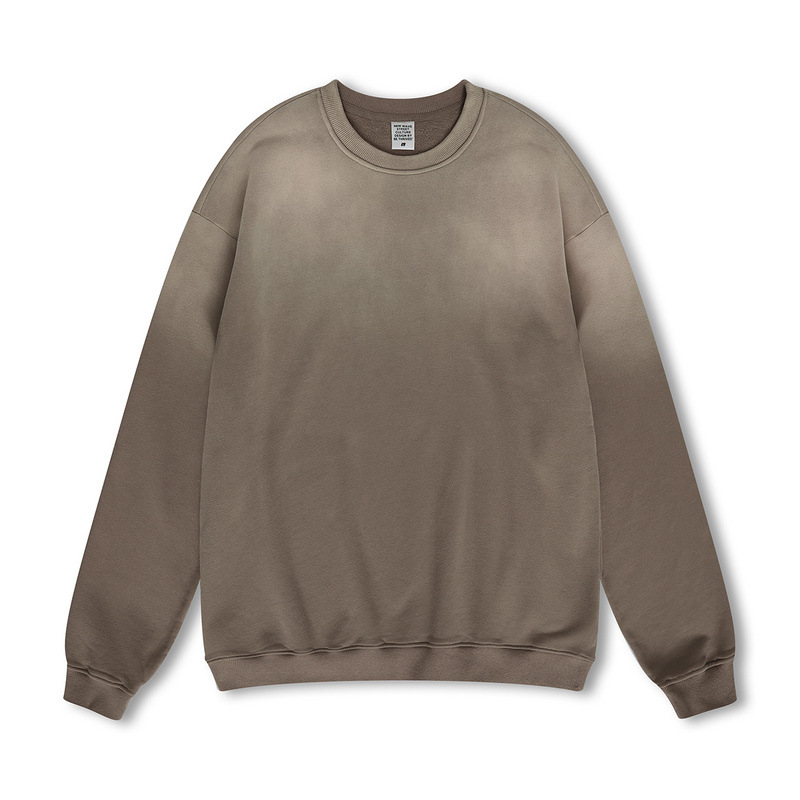 Erkek Giyim ana cadde 400G fırçalanmış peluş degrade sprey maymun zanaat yuvarlak yaka uzun kollu sweatshirt_voghion.com