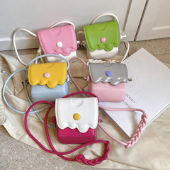Children's Fashion 2024 Summer Ice Cream Baby Crossbody Bag Coin Purse Cloud Cookie Press Shell Small Square Bag