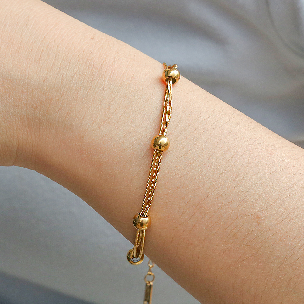 304 Stainless Steel Material Geometric Pattern Simple Style Geometric Titanium Steel 18K Gold Plated Bracelets In Bulk