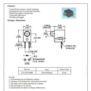 Ltl-4231Nhbp Liteon Liteon Optoelectronics Green Light Diode Plug-In Lampshade