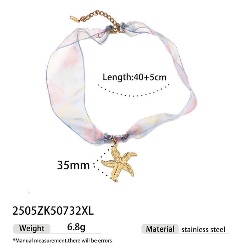 TENA Europa y América moda transfronteriza bufandas de seda collar de estrellas de mar nicho joyas de estilo vacacional joyas mujeres al por mayor image 9