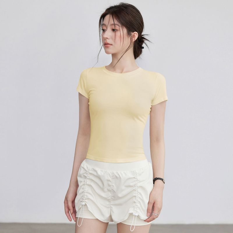 2025运动短袖女2025夏季新款透气健身衣跑步训练瑜伽上衣女t恤|undefined