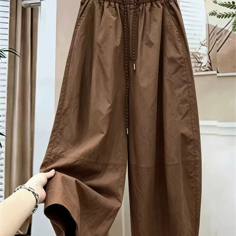 Summer Loose-Fitting Slimming Relaxed Plus-Size Thin Casual Pants for Women, Cropped Length, Flattering for Curvy Figures, Balloon Style