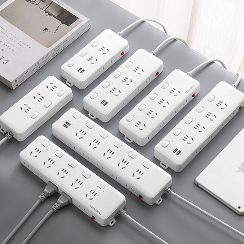 Overload protection safety door outlet power strip plug with leakage protection live control multi-switch extension cord