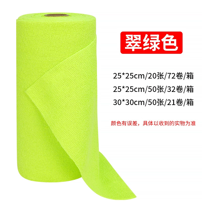 Hand‑tear microfiber cleaning roll (polyester+nylon), reusable wipe, 25×25–30×30 cm, multi colors