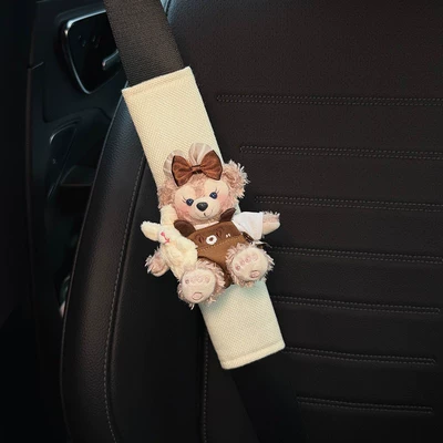 Pair of Women, Seat belt shoulder pad - caramel-rose-white-shoulder-pads
