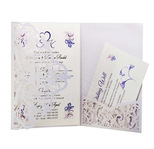 Export European-style holiday celebration greeting card laser hollow lace pure black wedding invitation factory wholesale