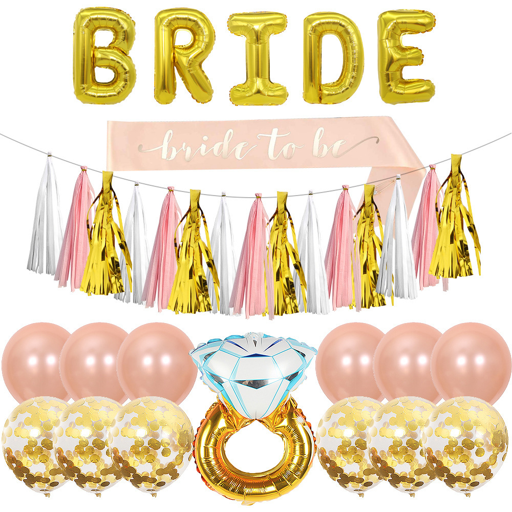 Cross -border single party decoration decorative balloon set BRIDE…