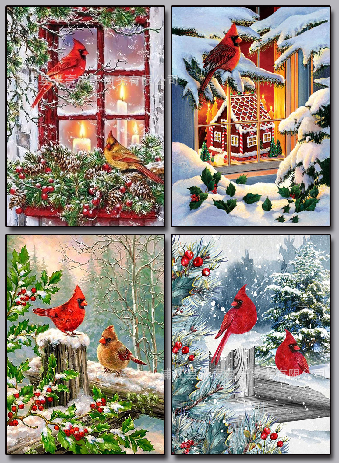 Amazon hot red bird winter art adult 5D diamond painting kit…