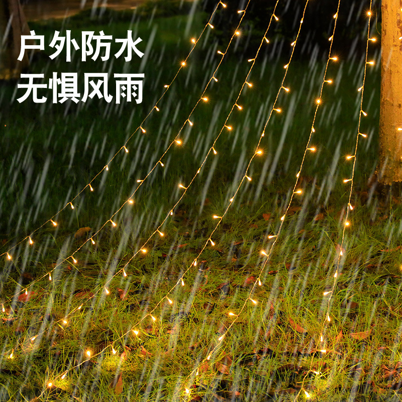 2023新品led五角星滝灯流水灯クリスマス屋外庭園装飾灯太陽エネルギー金|undefined