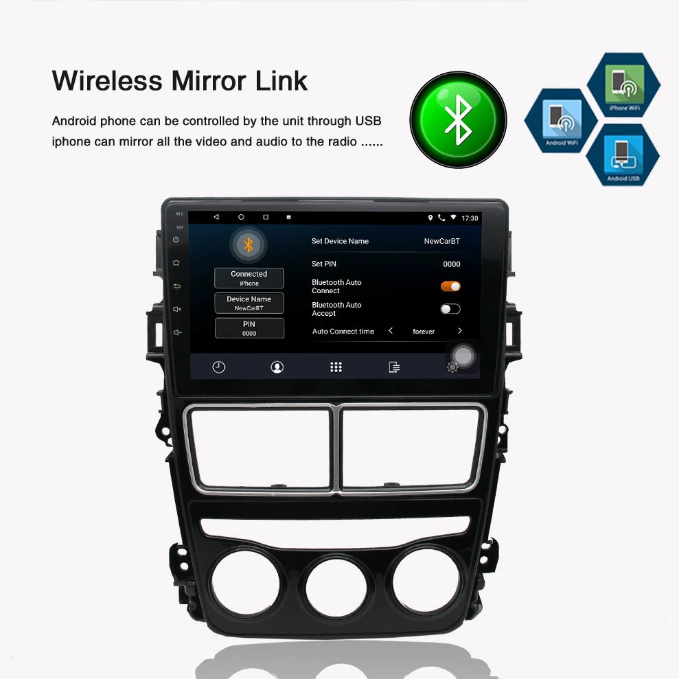 Подходит для Toyota Vios 2018 Android умная навигация GPS, камера заднего вида, MP3/MP5, Bluetooth, всё-в-одном
