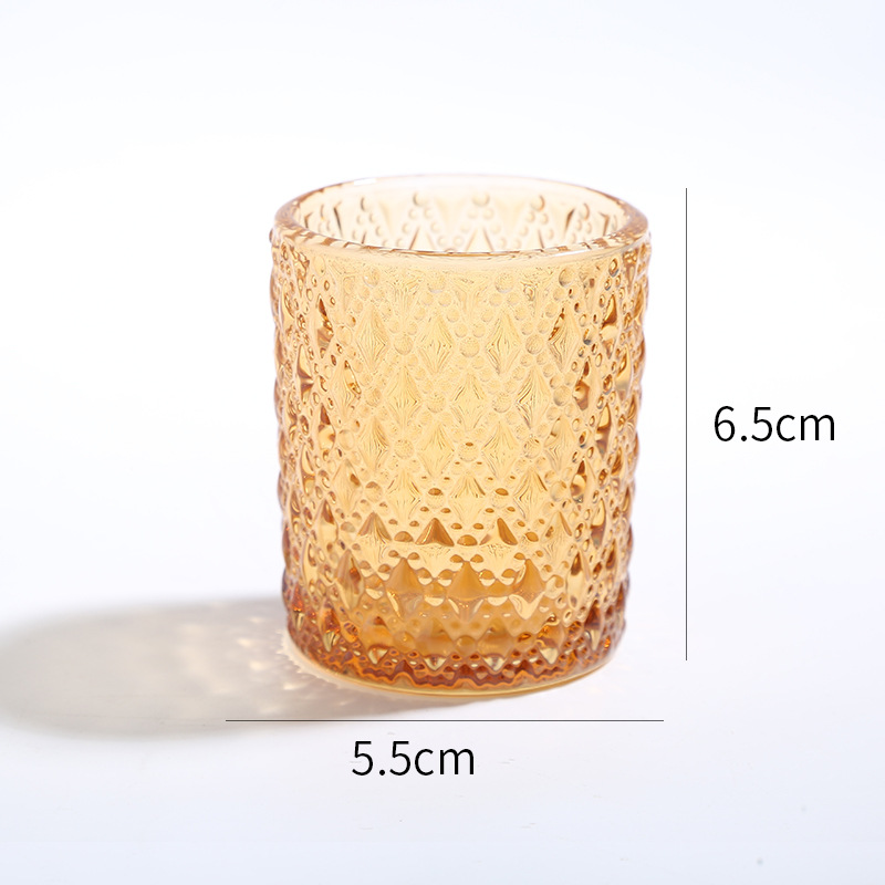 Vaso de vela de vidrio en relieve en el lugar Vaso vacío Vaso de candelabro transparente Vaso de candelabro Vaso de candelabro Vaso de candelabro