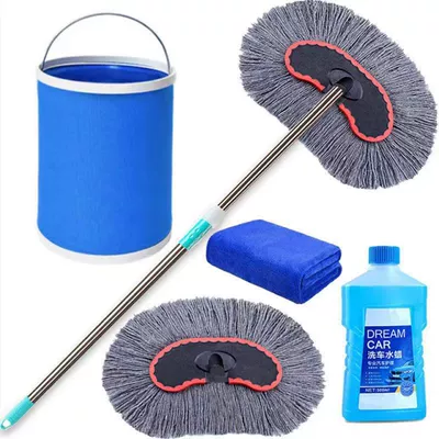 Car cleaning tools — handle car wash brush suit - cotton-thread-car-wash-brush-brush-head-car-wash-liquid-towel-bucket