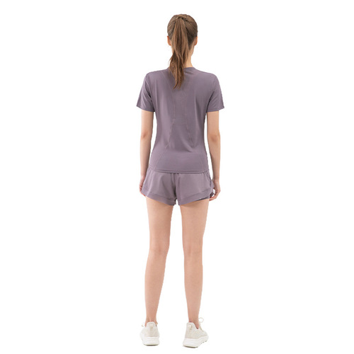 Cross-border new yoga wear for women, sports and leisure running fitness pants, fake two-piece anti-exposure high-waisted yoga shorts