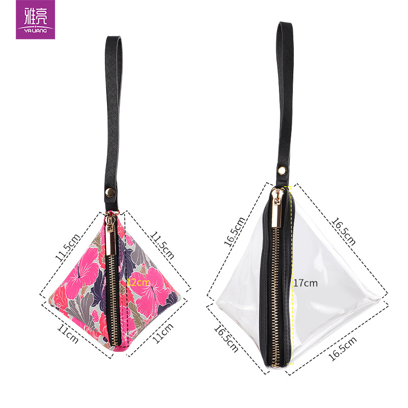 Personalidad creativa retro zongzi monedero PU bolsa triangular bolsa de almacenamiento transparente regalo del Dragon Boat Festival bolsa zongzi mano
