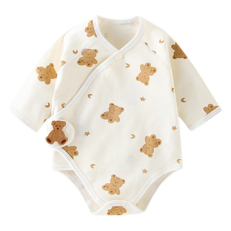 Bebé vaina ropa primavera y otoño bebé triángulo mameluco de algodón recién nacido de manga larga impreso mono sin hueso mameluco