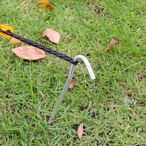 Camping tent stakes outdoor canopy accessories aluminum stakes ultra-light question mark stakes wind rope fixing camp nails