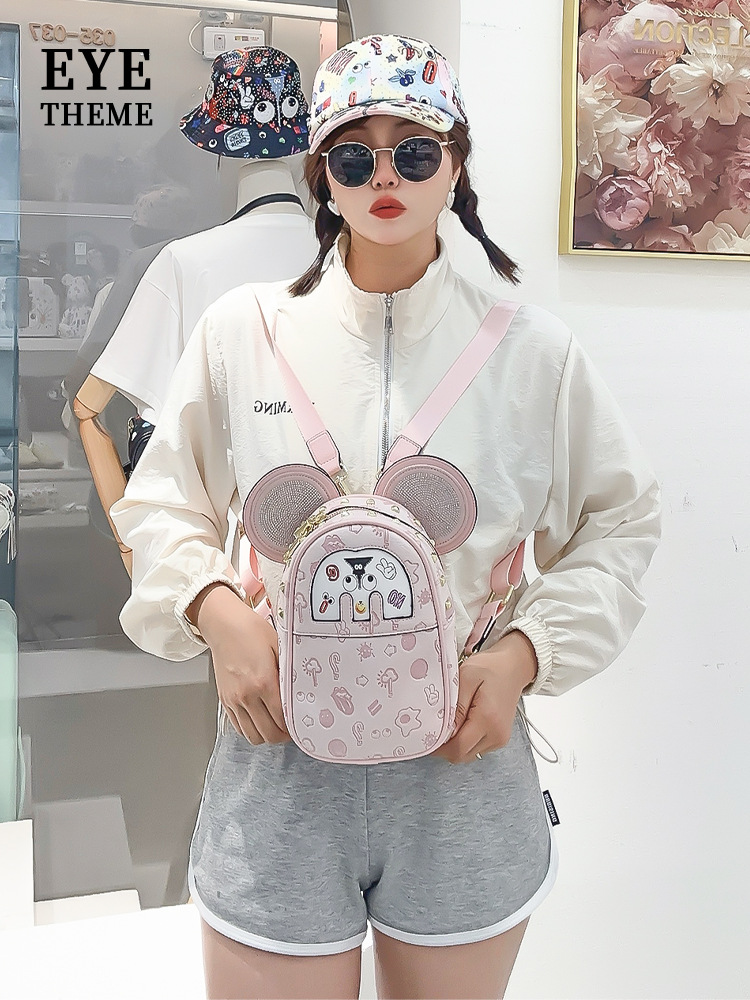 Hermosas chicas empujadas con cremallera doble sección mochila para mujeres bolsas de diamante de diseño de sensación de bolsas de estudiantes 2641 #