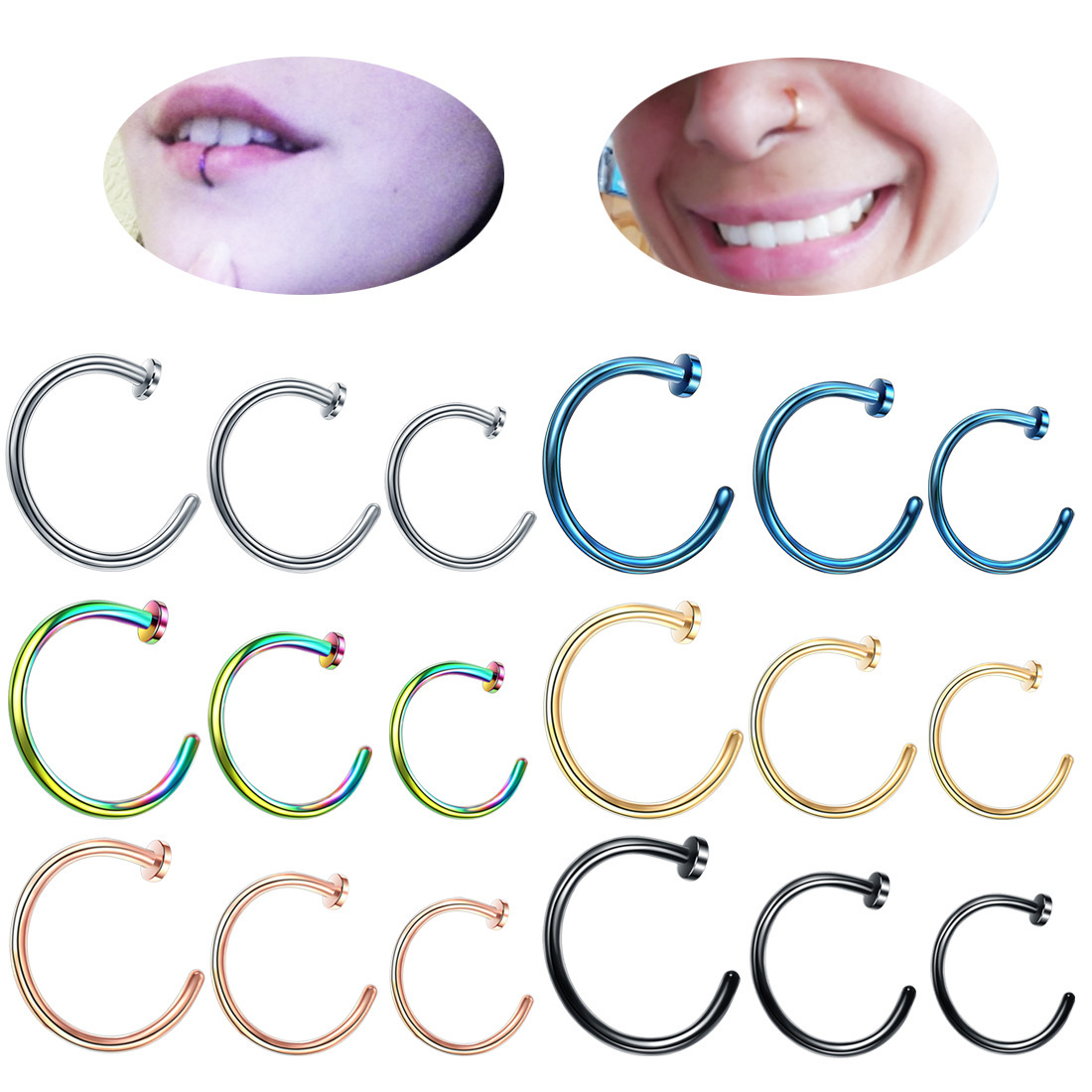 Pointed titanium steel lip stud product view