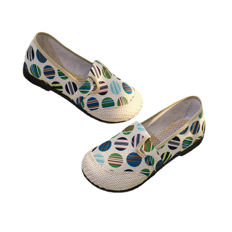 Этнические обувь Slip-On QianyuDe для матери, износостойкие, мягкая подошва, мультяшный цвет и размер