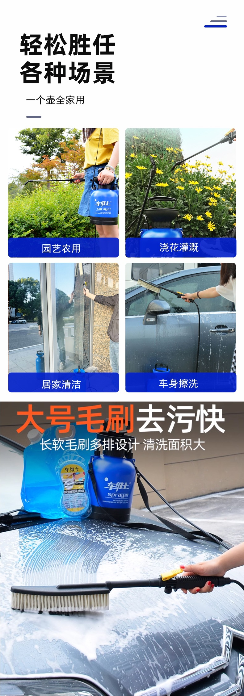 Car Wash Machine Manual Car Wash Machine Household High-Pressure Car Portable Foam Spray Bottle Water Gun Motorcycle Battery Car Artifact
