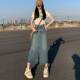 2025 New Vintage Split Denim Skirt Women's Loose Slimming High Waist Mid-length All-match A- line Skirt