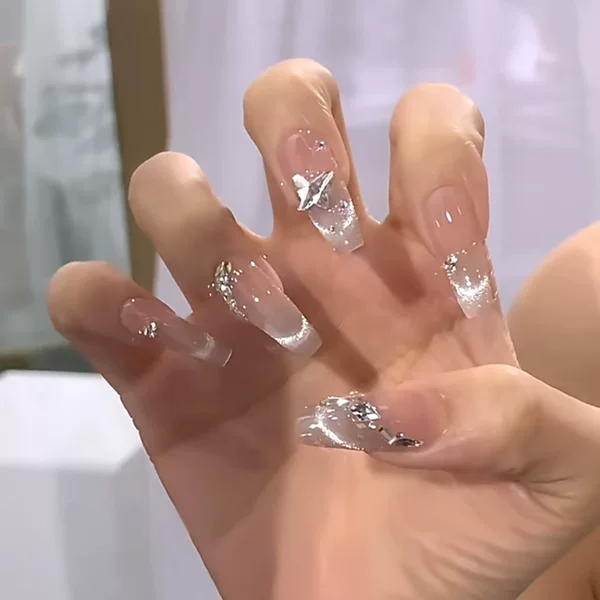 Hand-Wearing Manicure Pieces Naked Skin Smile French Cat's Eye Nail Patch Finished Removable Fake Nails
