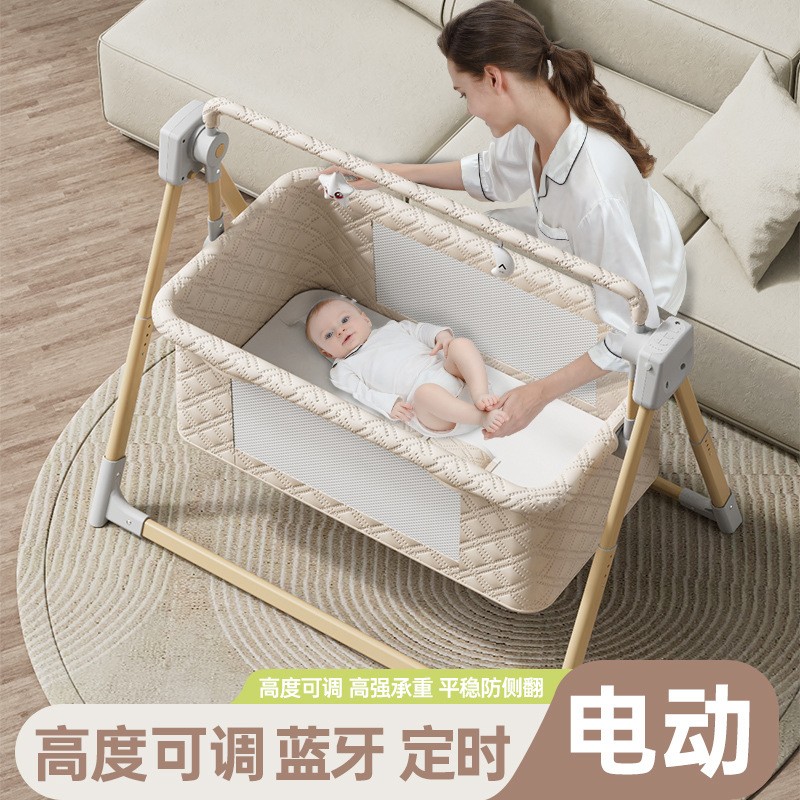 Baby Crib Electric Cradle Bed to Coax Baby to Sleep, Newborn Baby Sleeping Artifact Rocking Bed Automatic Intelligent Soothing Rocking Chair
