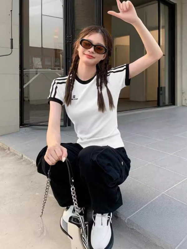 外国貿易の夏の新型ins個性半袖tシャツの女性の上着はスリムに見えます。|undefined