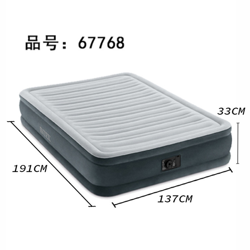 Intex Built-In Electric Pump Mattress Gray and White Single/Double Inflatable Bed with Velvet Surface Intex Built-In Electric Pump Mattress Gray and White Single/Double Inflatable Bed with Velvet Surface