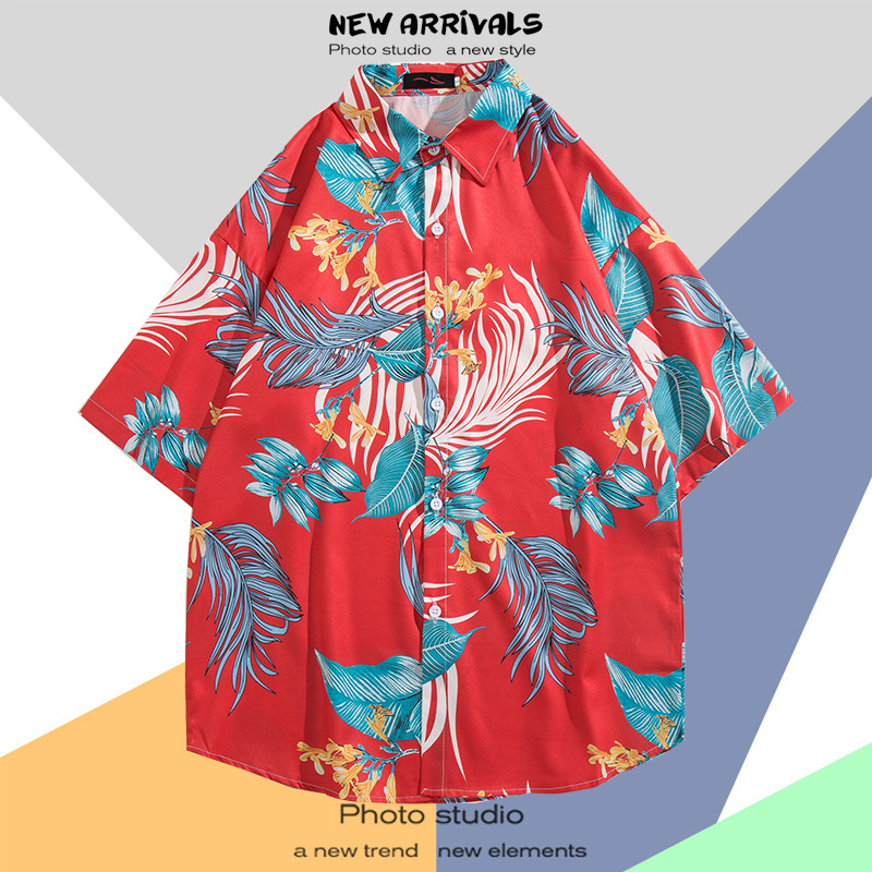 Hong Kong estilo Retro Vintage floral camisa manga corta Estilo Hawaiano tailandés diseño Ruan guapo camisa suelta para hombres y mujeres