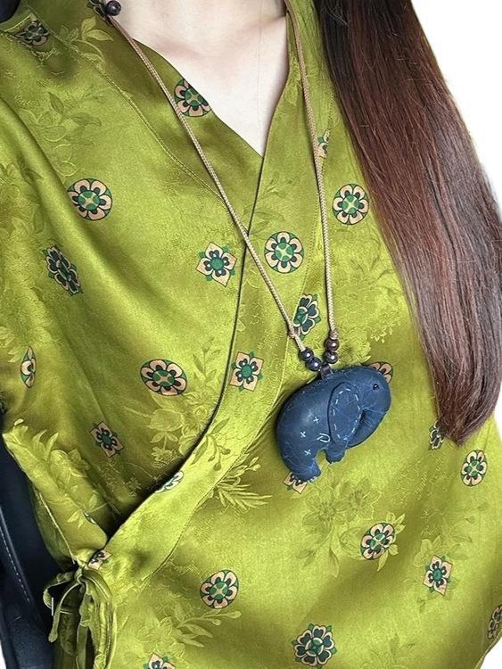 新しい中国風のハイエンドグレーブルー蘭トップ女性のための 2025 夏の新しいライト高級ニッチエレガントなベスト|undefined