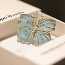 灵心珠宝 原创设计新款珐琅彩蓝色蝴蝶胸针 私人定制外贸爆款胸花