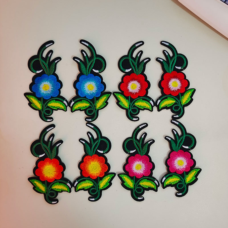 一对装太阳花刺绣布贴中国风包包衣服装饰贴布绣片服装补丁贴新款