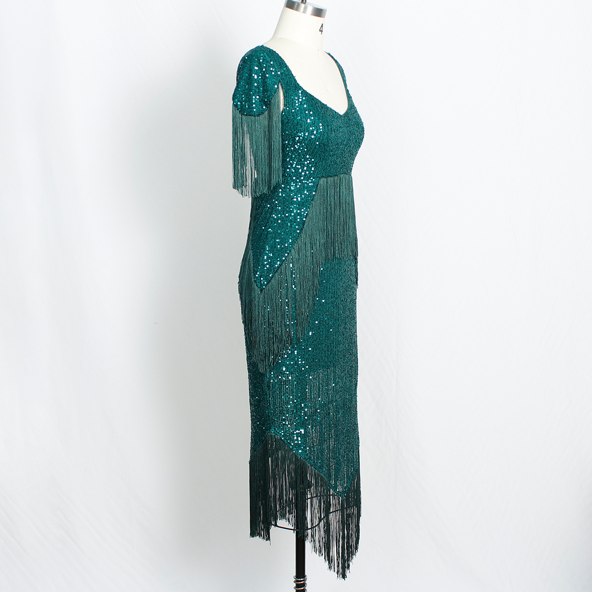 Elegant Women's Evening Dress With Sequins And Tassels For Party_voghion.com
