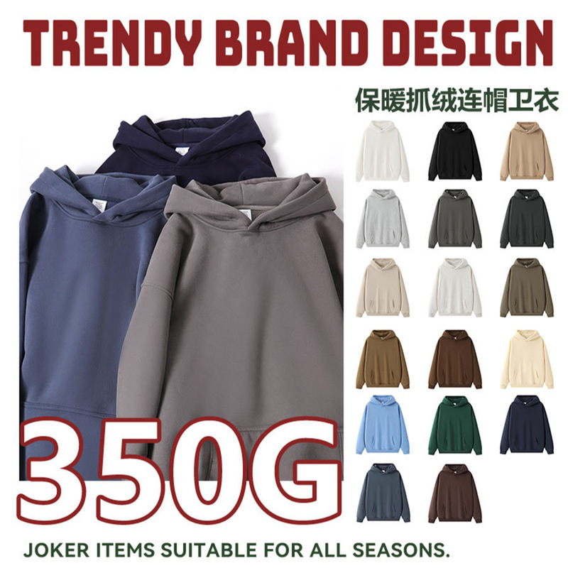 American retro 350g hooded sweater men's autumn and winter tide brand loose casual fleece-lined thick couple hoodie American retro 350g hooded sweater men's autumn and winter tide brand loose casual fleece-lined thick couple hoodie