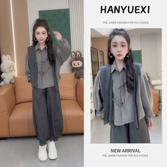 秋季一整套女装2025年新款韩版减龄气质休闲长袖衬衫休闲裤两件套