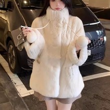 冬季萌萌兔超软仿獭兔毛绒外套女年轻中长款宽松加厚保暖皮草上衣
