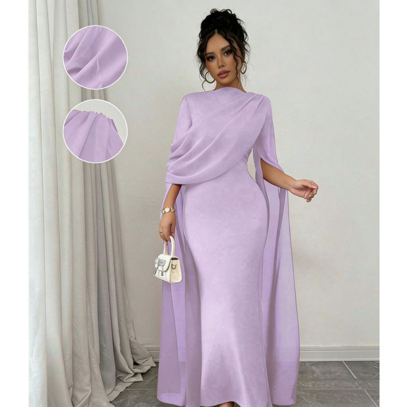 Europa y Estados Unidos comercio exterior chiffon vestidos de noche con mangas de Chal delgados vestidos de boda largos vestidos de novia europeos y estadounidenses