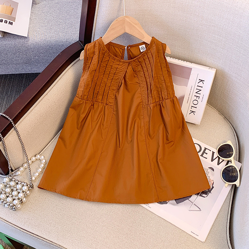 Girls' Skirts Summer New Thin Short Skirts for Small and Medium-Sized Children One-Button Vest Skirts Little Girls Summer Vacation Princess Skirts