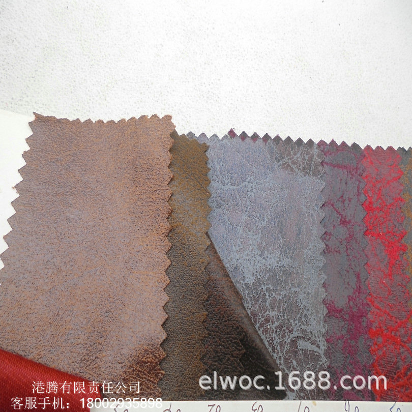 부드럽고 얇은 접착 왁스 느낌의 버스트 패턴 천 복고풍 무광택 오일 왁스 나무 껍질 패턴 모조 가죽 벨벳 천 5015M