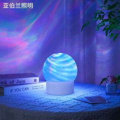 卧室氛围投影灯浪漫星空水波纹旋转氛围灯外销专供款小夜灯批发