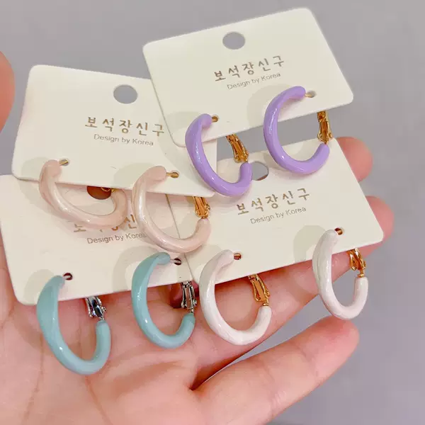 Copper-Plated Real Gold Spring and Summer Fresh Morandi Irregular Enamel Drop Glaze Earrings Women's New Simple Earrings