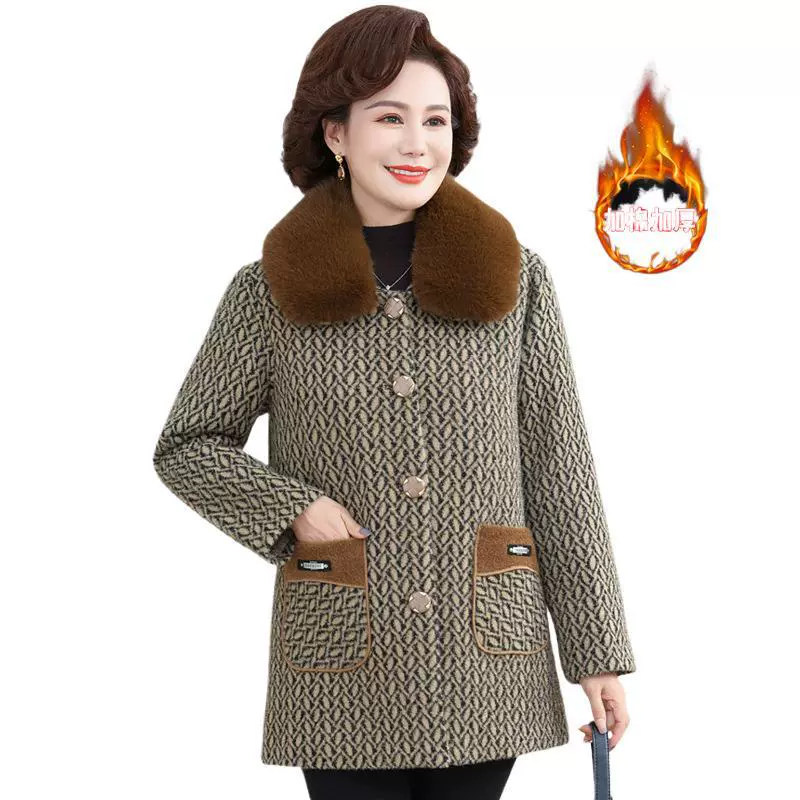 Средний и пожилой женский зимний хлопок утолщенные теплые куртки мама зимний шерстяной воротник высокого качества